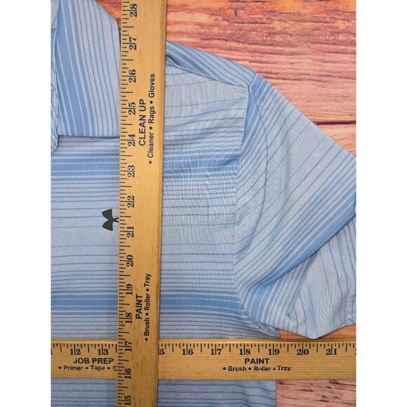 Under Armour Mens The Playoff Polo Shirt Blue Striped Small - Picture 8 of 8